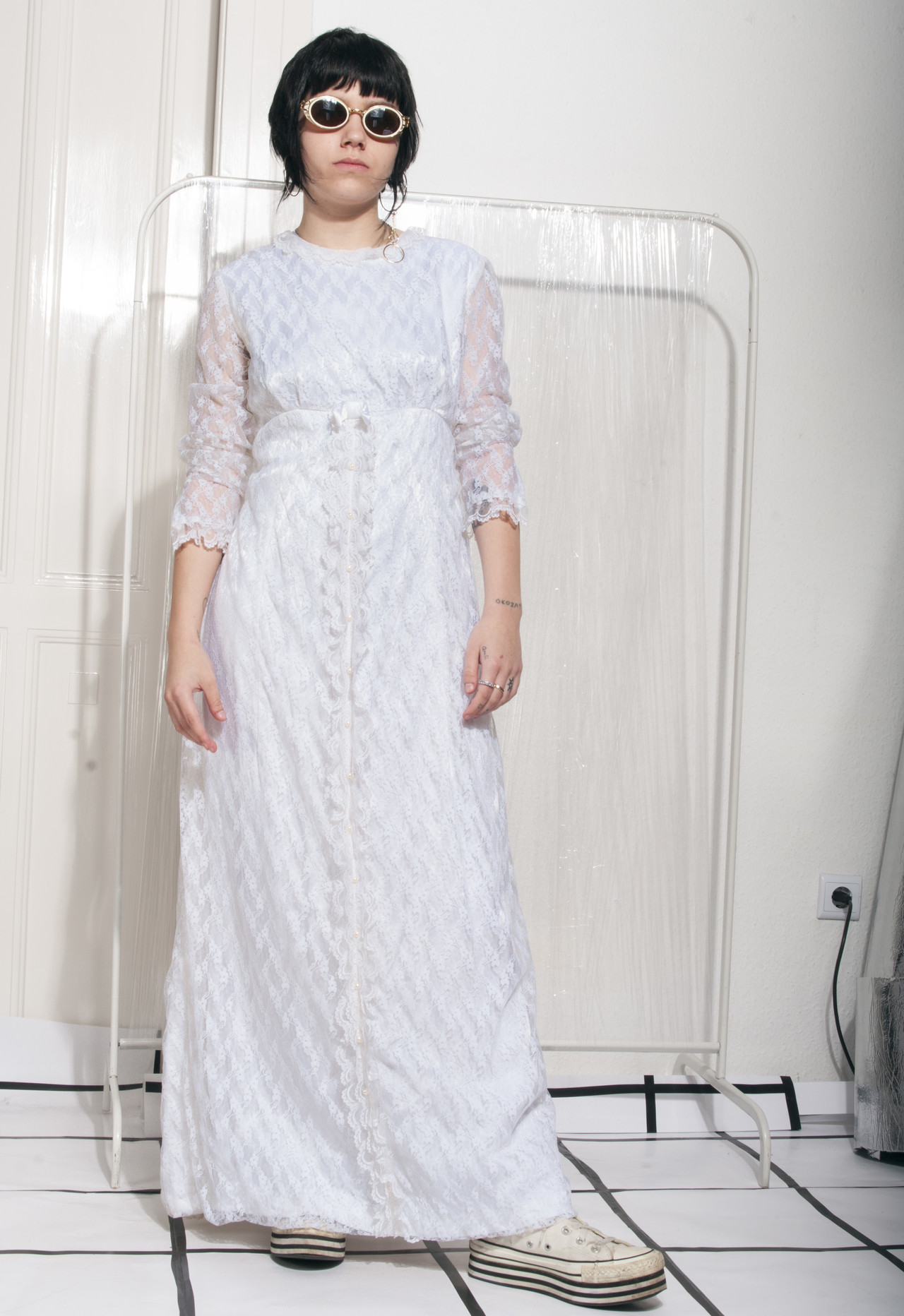 Lace Wedding Dress 80s Vintage Boho Bridal Dress Pop Sick Vintage