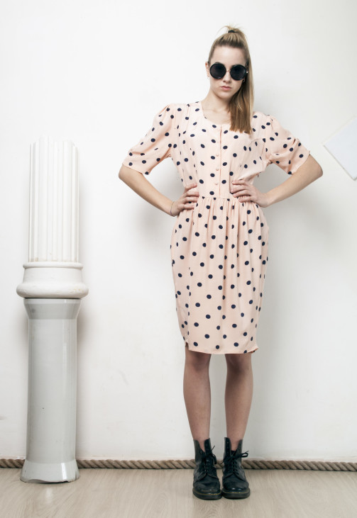 80s vintage polka dot peach dress – Pop Sick Vintage