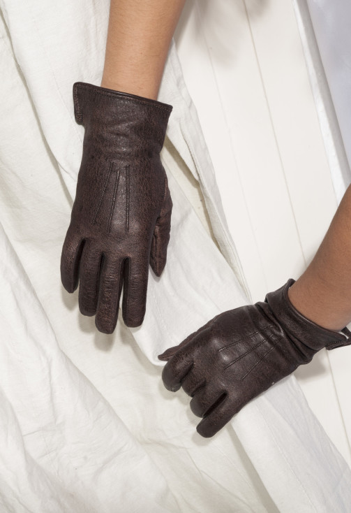 Vintage leather gloves 90s brown winter gloves Pop Sick Vintage