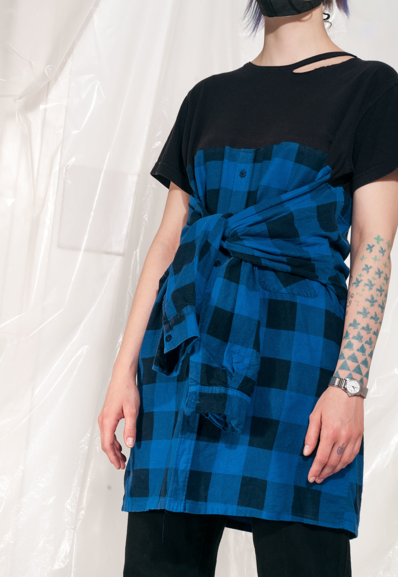 Vintage shirt dress Reworked deconstructed midi tee dress Pop Sick