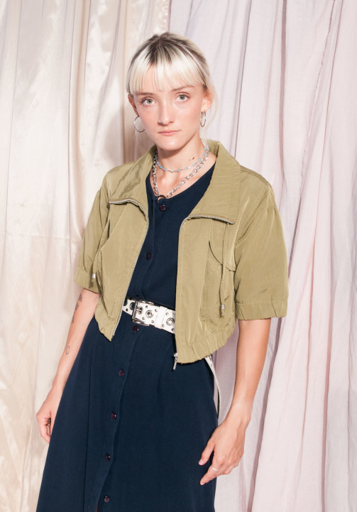 khaki short sleeve jacket