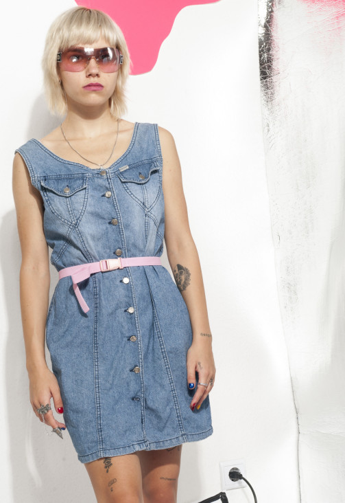 Vintage denim dress Y2K button front stonewashed mini dress – Pop Sick  Vintage
