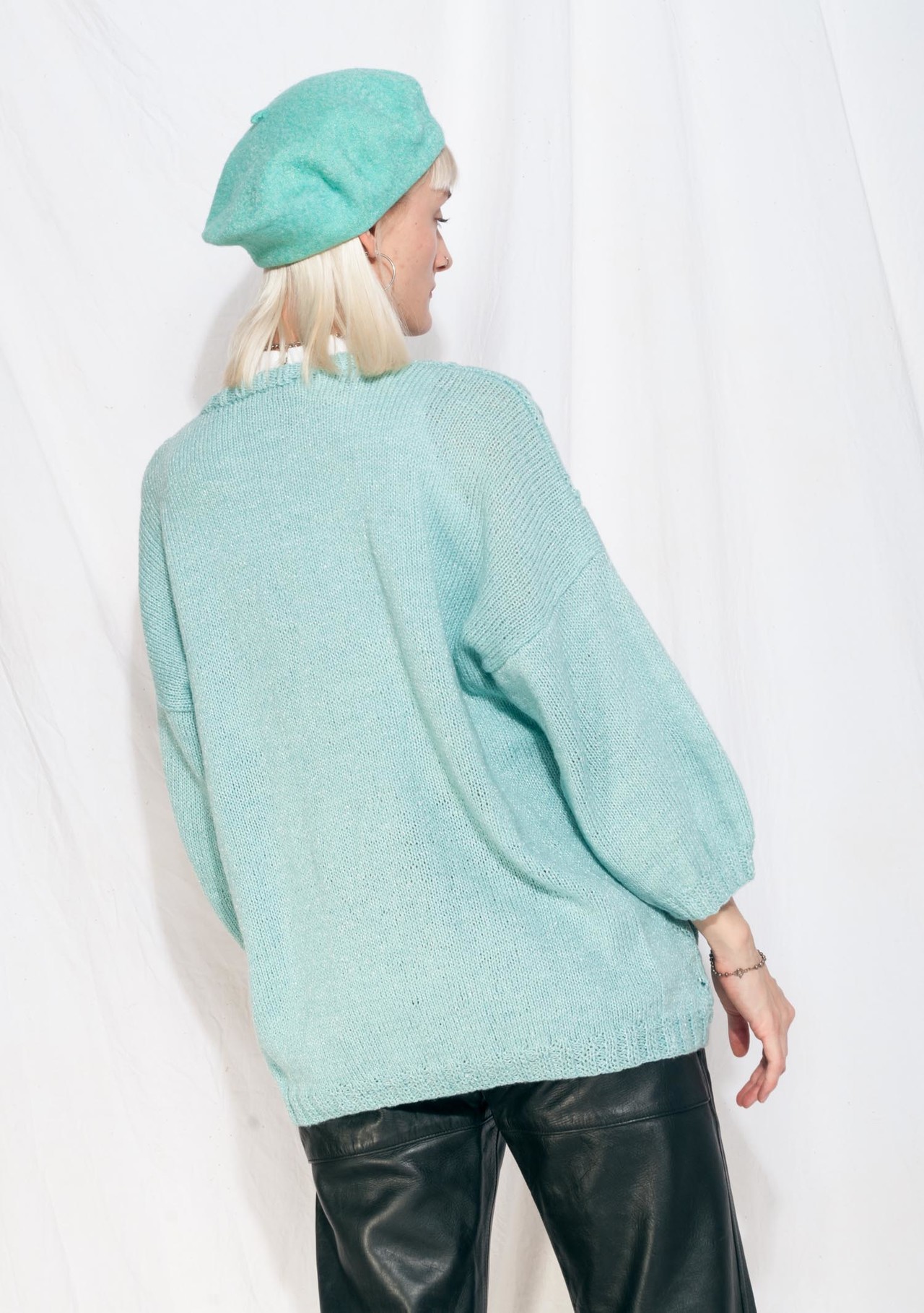 Vintage knit jumper 80s long chunky pastel sweater Pop Sick Vintage