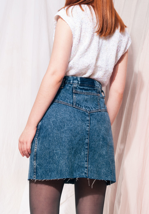 Vintage denim skirt 80s cropped acid wash high-waist mini – Pop Sick Vintage