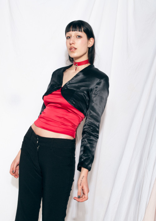 Vintage Bolero Blazer Y2K Black Satin Crop Jacket – Pop Sick Vintage