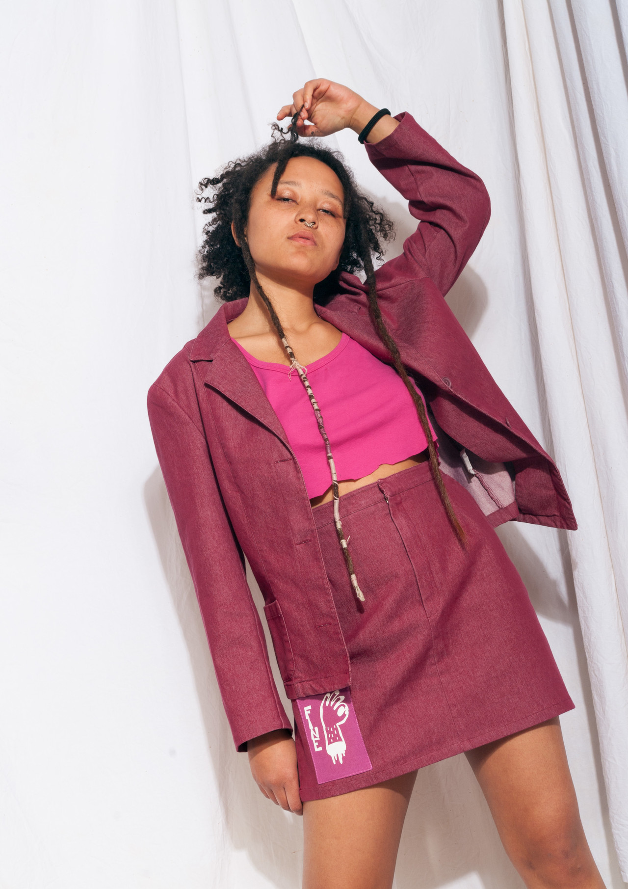 pink denim skirt 90s