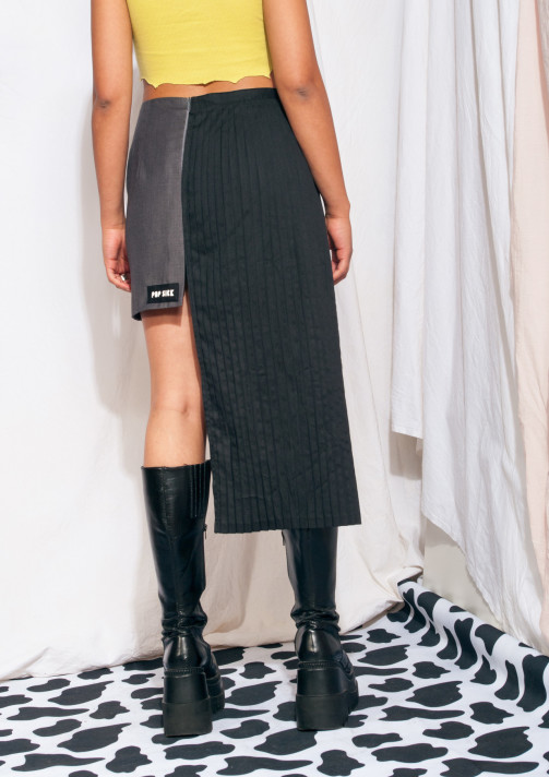 Vintage Skirt 90s Reworked Half and Half Pleated Midi Skirt – Pop Sick ...