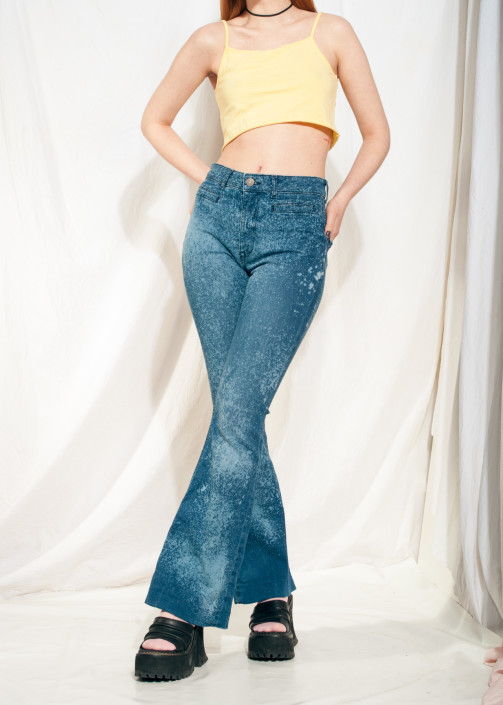 Reworked Y2K Jeans Flare Jeans Low Rise Jeans 70s Style Jeans Bell Bottom  Jeans Painted Jeans Women's Jeans 