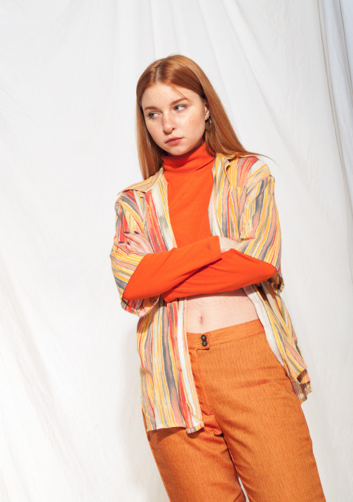 90s striped shirt outfit