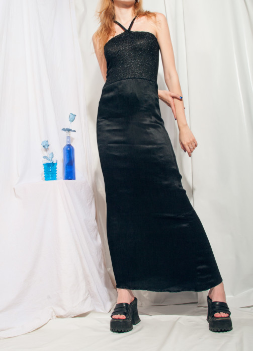 black maxi prom dress