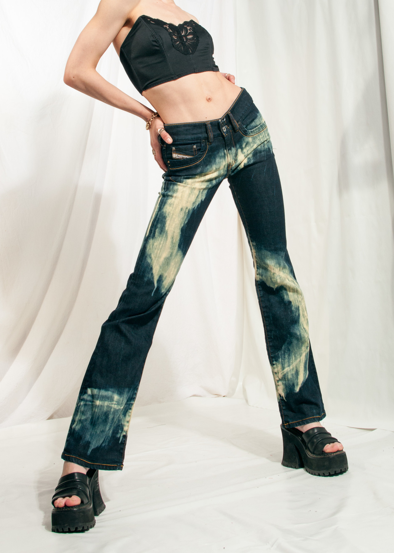 Vintage Diesel Jeans Y2K Reworked Snake Painted Flares – Pop Sick Vintage