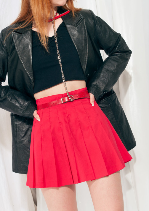 pleated mini skirt 80s