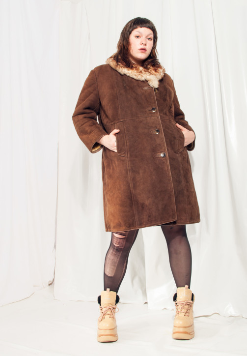 Vintage Shearling Coat 70s Penny Lane leather jacket Pop Sick