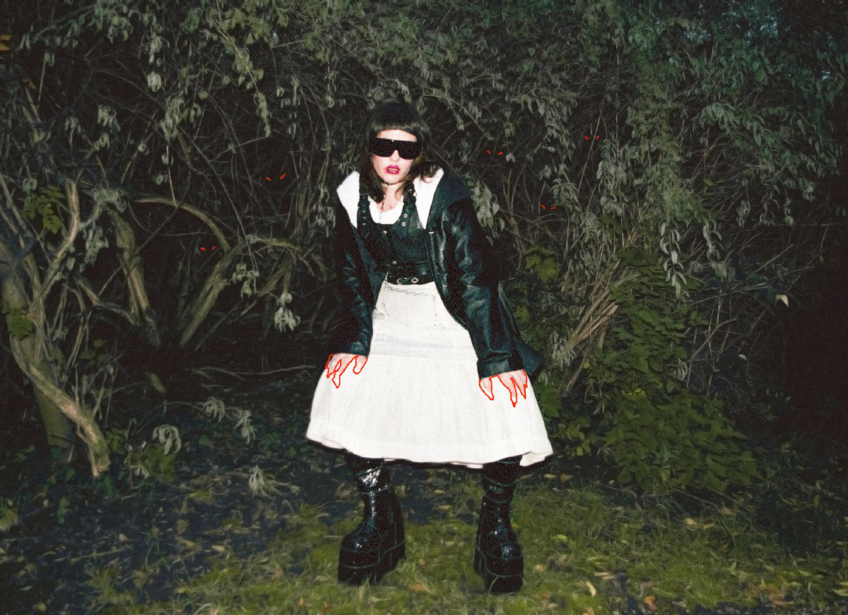 Spooky Halloween photo with a model wearing vintage clothes