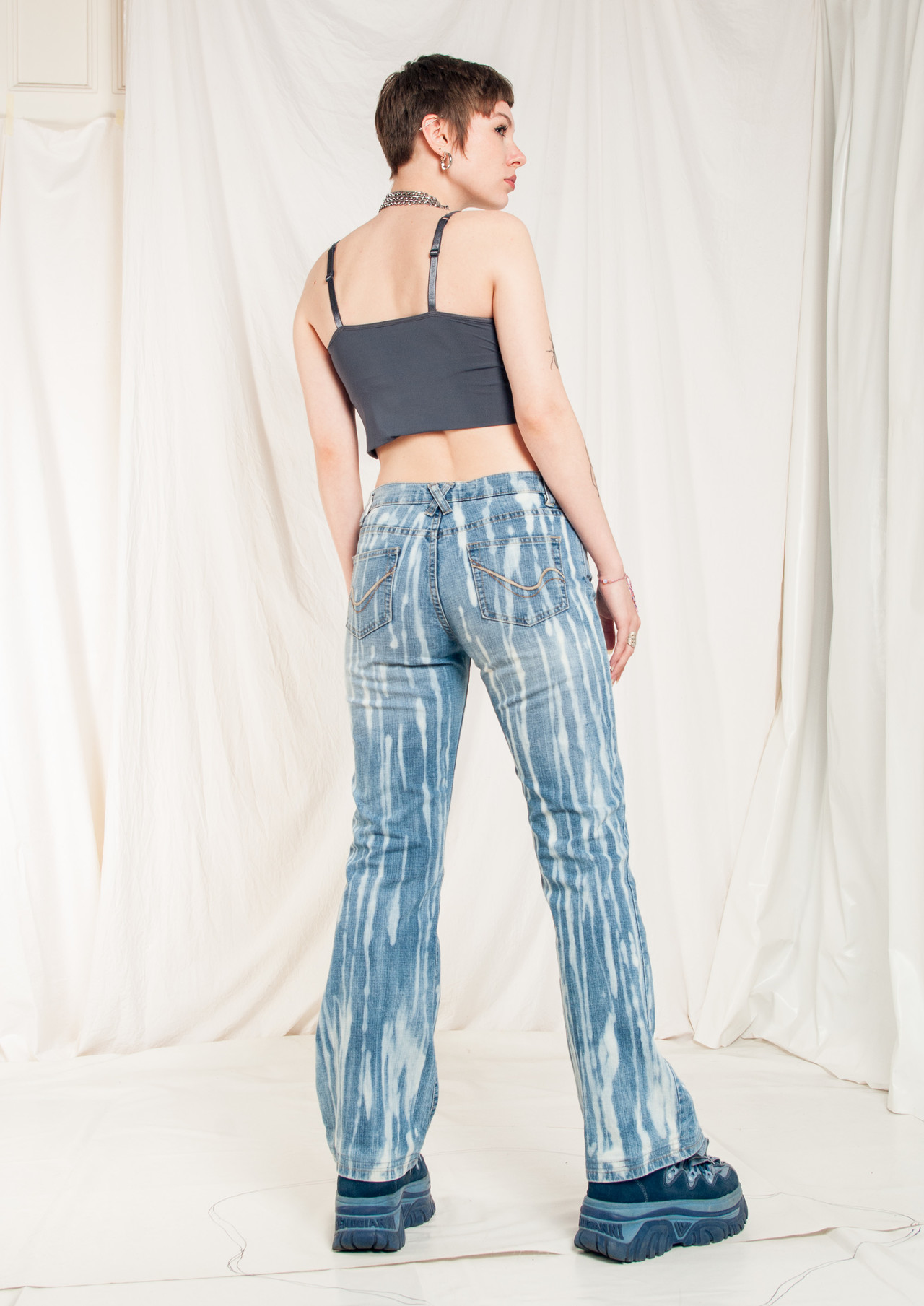 Vintage Flare Jeans Y2K Reworked Bleached Rave Denim Pants – Pop Sick ...