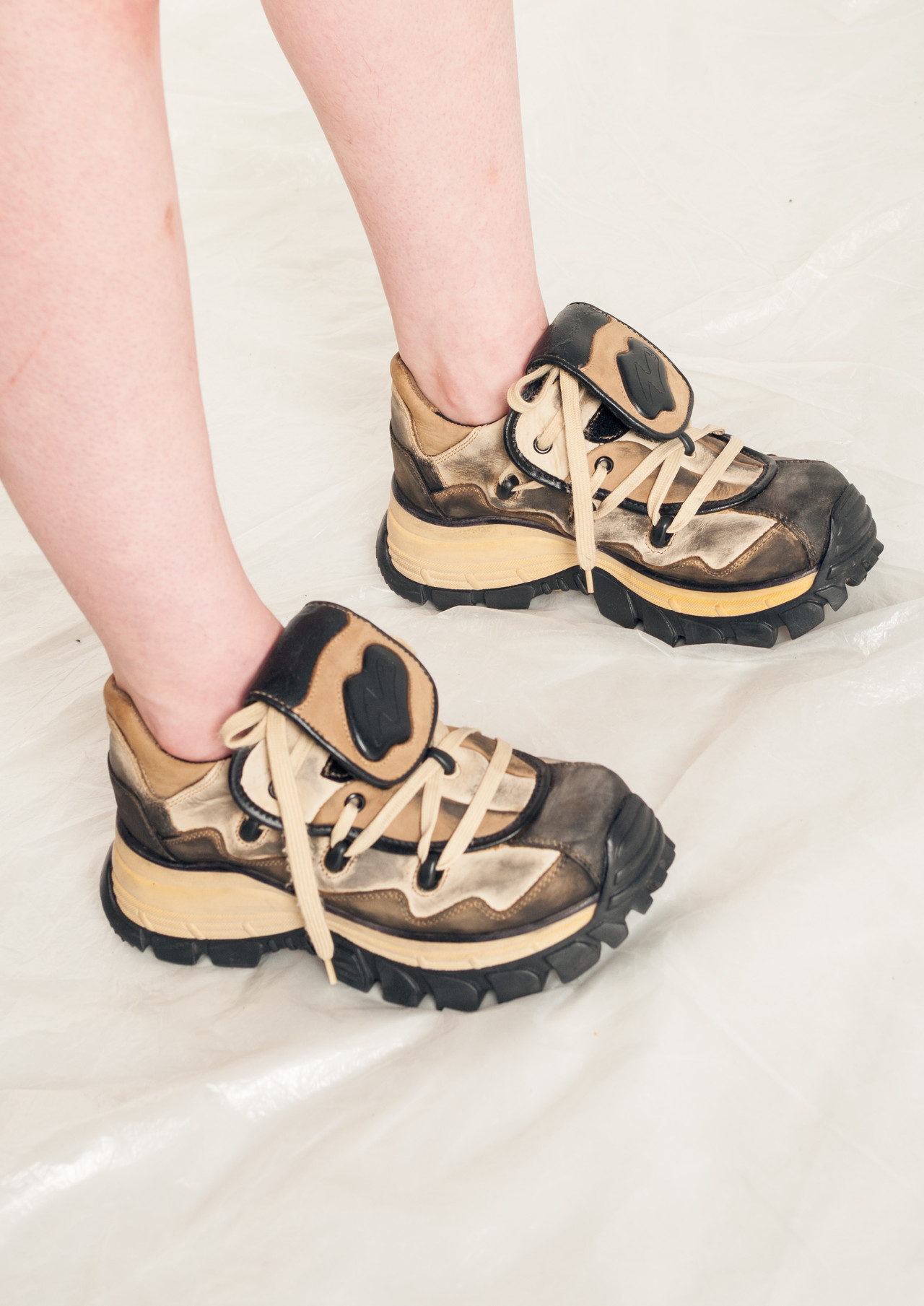 Vintage Platform Sneakers Y2K Reworked Painted Leather Shoes Pop Sick