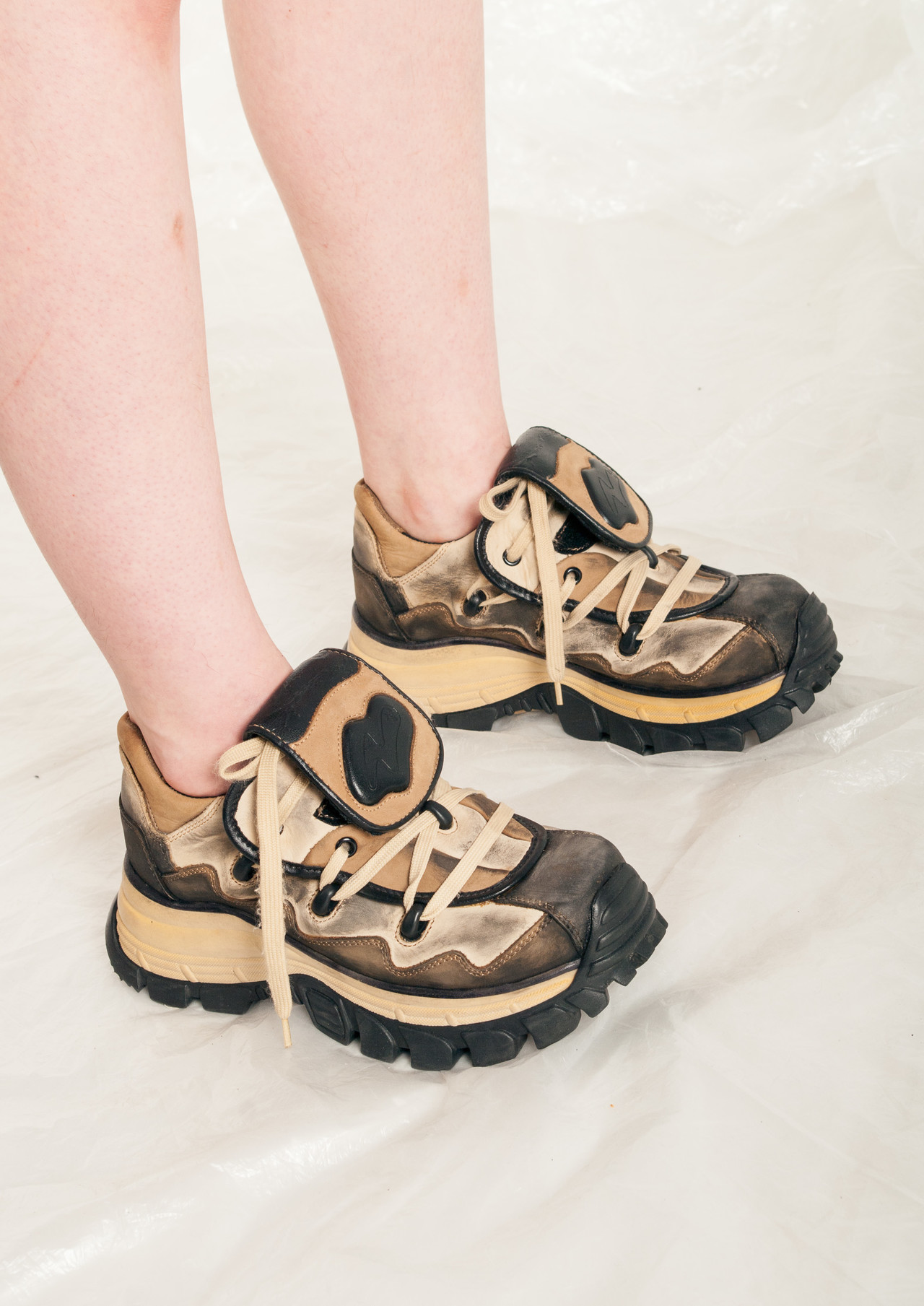 Vintage Platform Sneakers Y2K Reworked Painted Leather Shoes Pop Sick