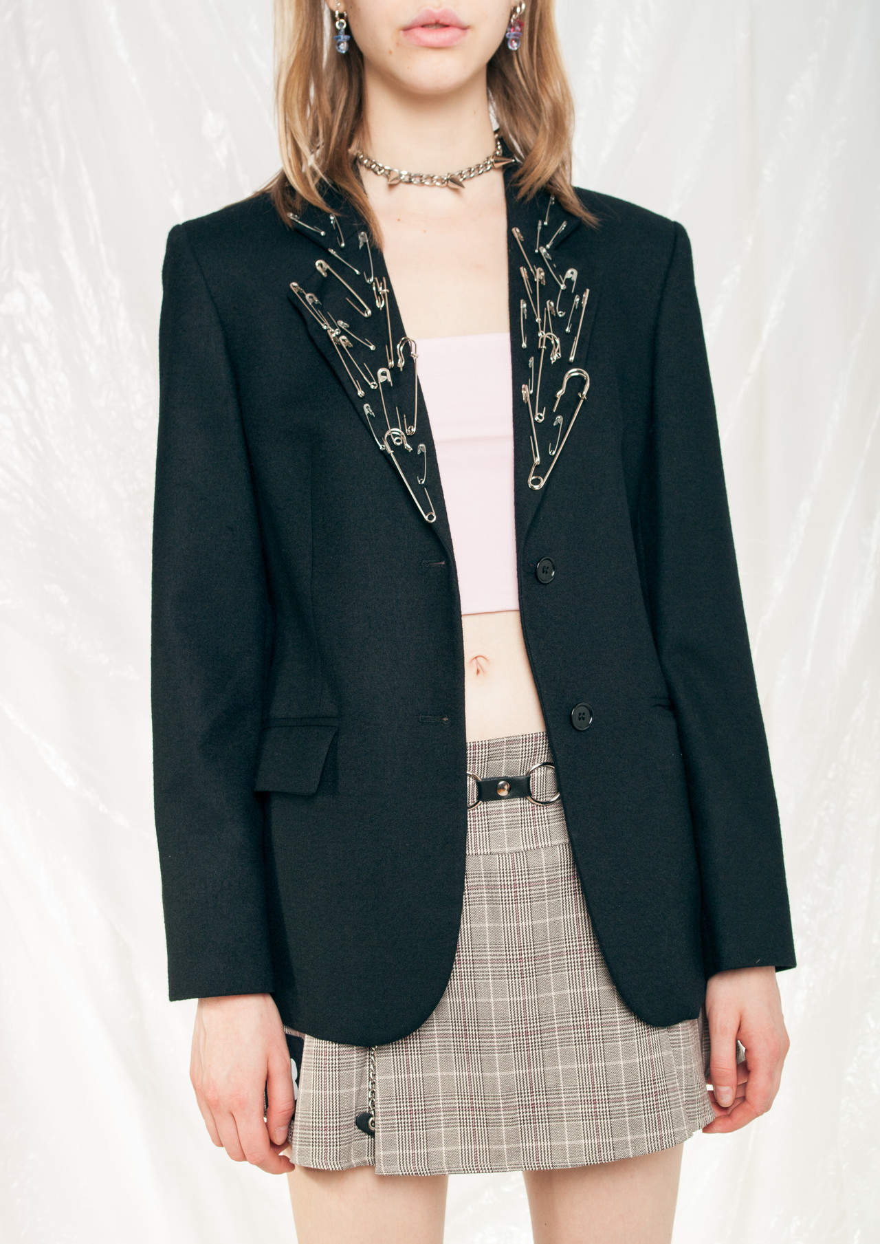 Vintage Sisley Blazer Y2K Reworked Safety Pin Jacket – Pop