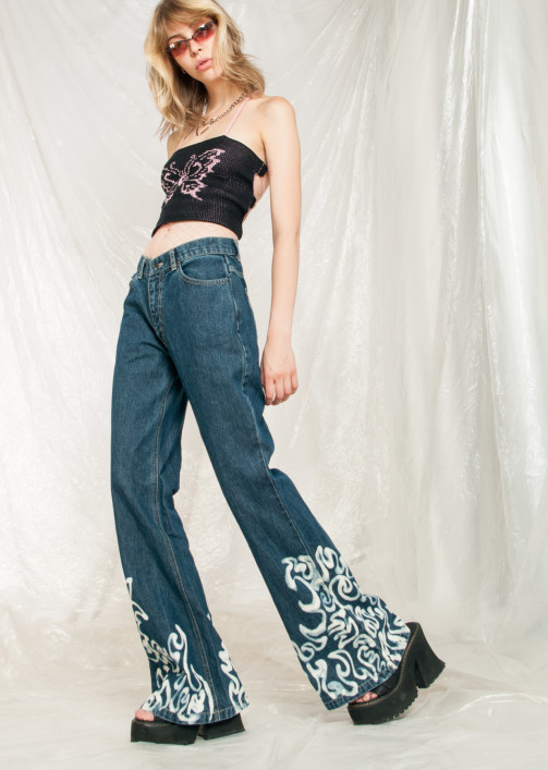 Vintage Flare Jeans Y2K Reworked Painted Denim Pants – Pop Sick Vintage