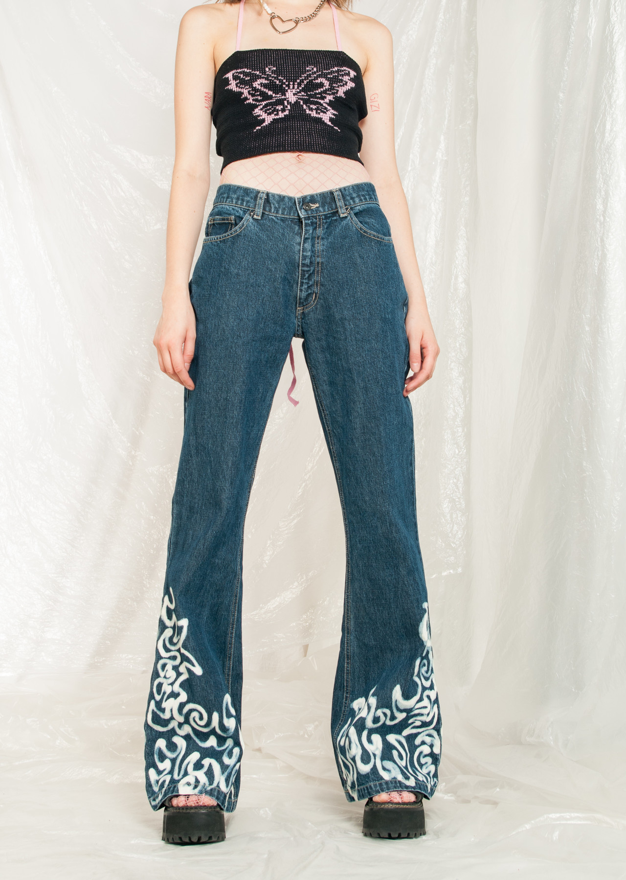 Vintage Flare Jeans Y2K Reworked Painted Denim Pants – Pop Sick Vintage