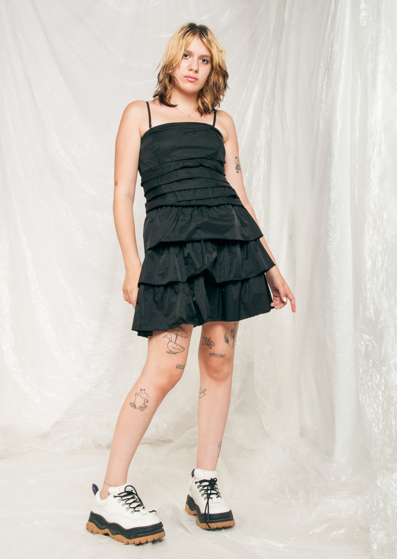 Vintage Party Dress Y2K Frilly Grunge Prom Dress in Black Pop Sick Vintage
