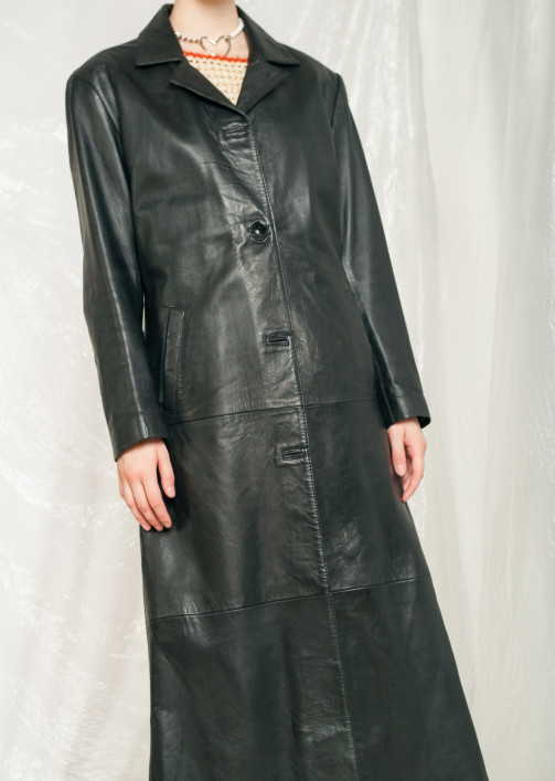 Vintage Leather Coat Y2K Matrix Rave Maxi Trench Coat in Black – Pop ...
