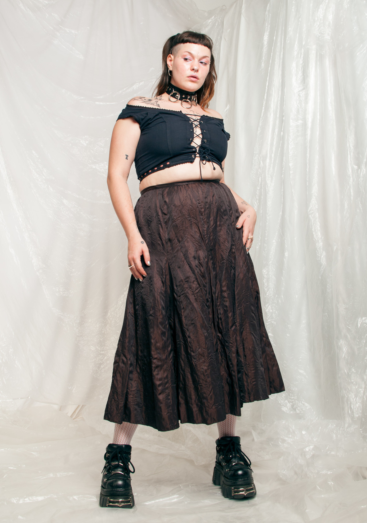 Vintage Skirt Y2K Frilly Fairy Midi in Brown Pop Sick Vintage