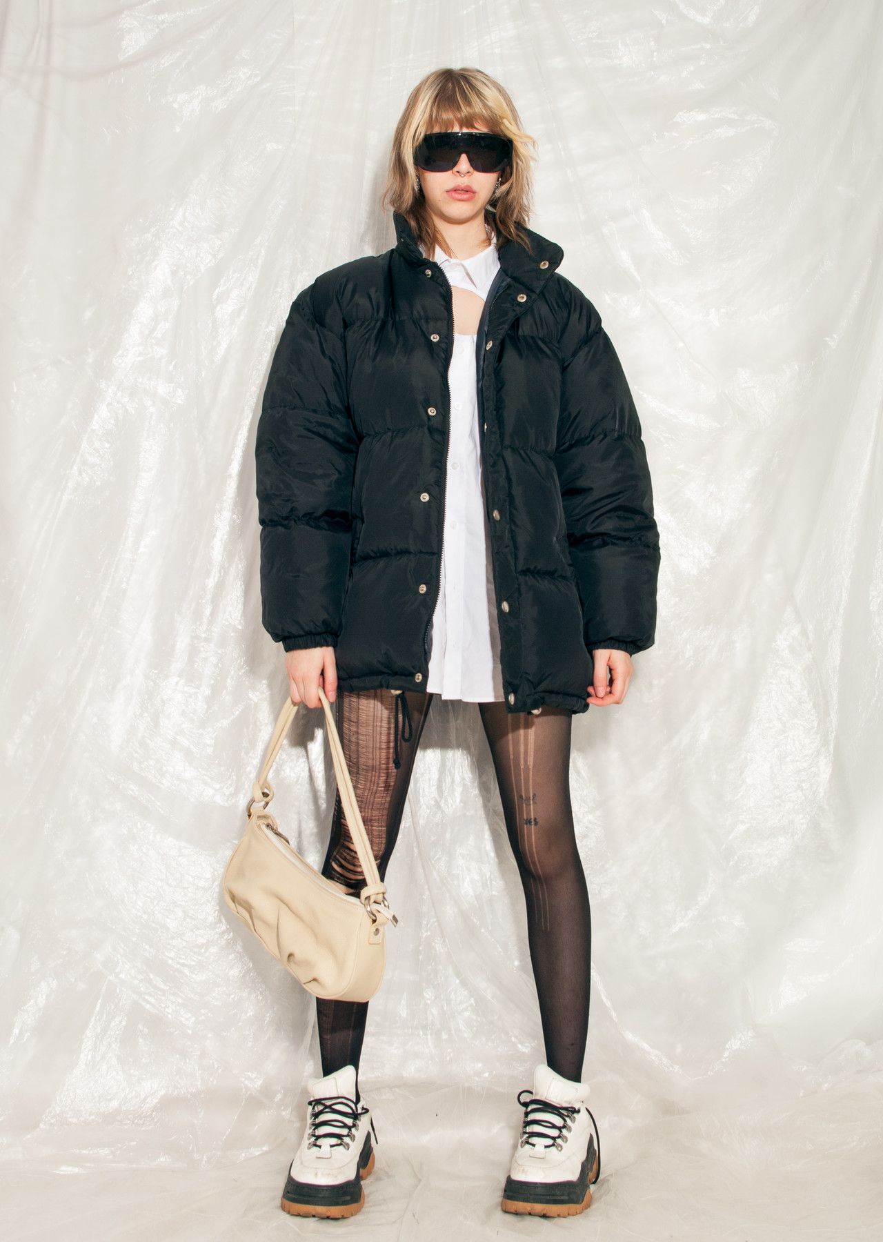 Vintage Puffer Jacket Y2K Feather Down Winter Coat in Black – Pop Sick ...