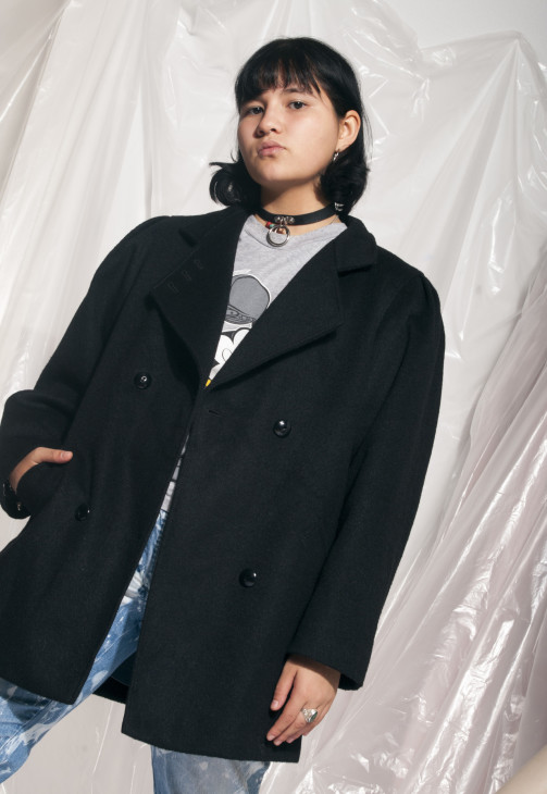 Vintage wool coat 80s minimalist black grunge winter jacket – Pop Sick  Vintage
