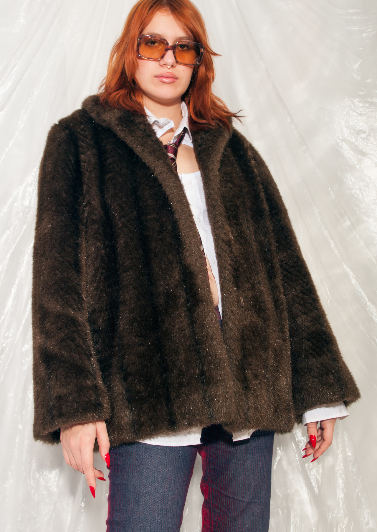 【 VINTAGE 】 Teddy Jacket Vintage Teddy Coat 60s Mod Faux Fur Jacket in Brown – Pop