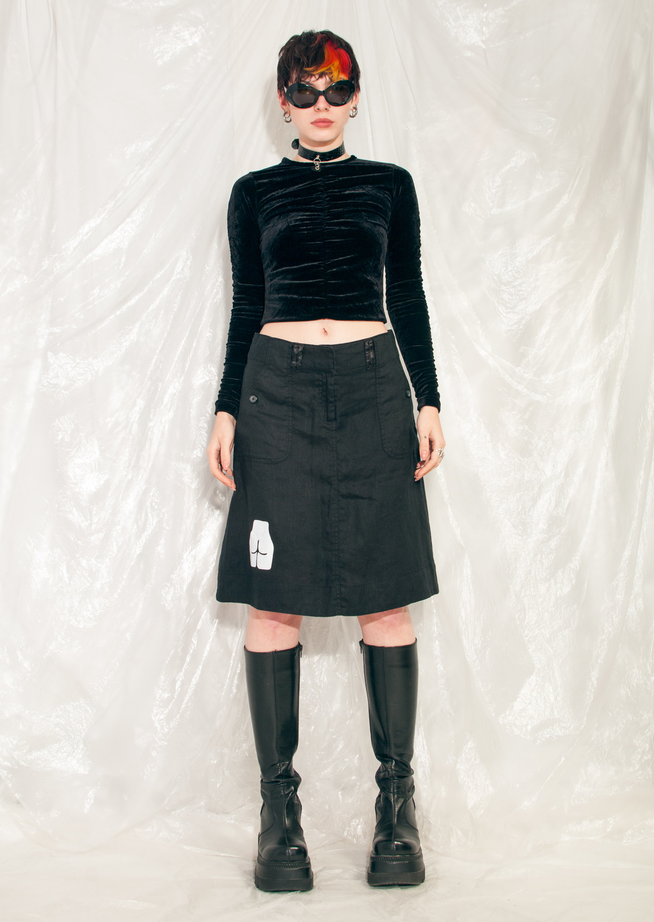 Vintage Skirt Y2K Reworked Feminist Print Midi Black Linen – Pop Sick ...