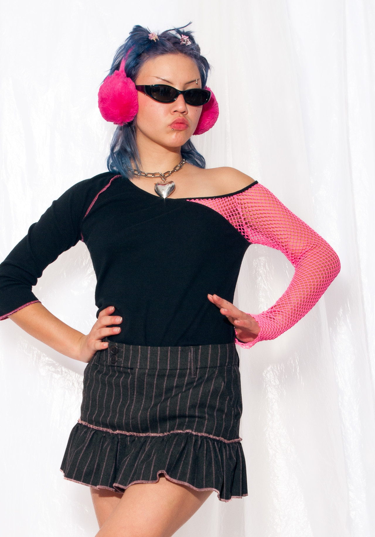 Vintage Miss Sixty Top Y2K Fishnet Raver Top in Black Pink – Pop Sick ...