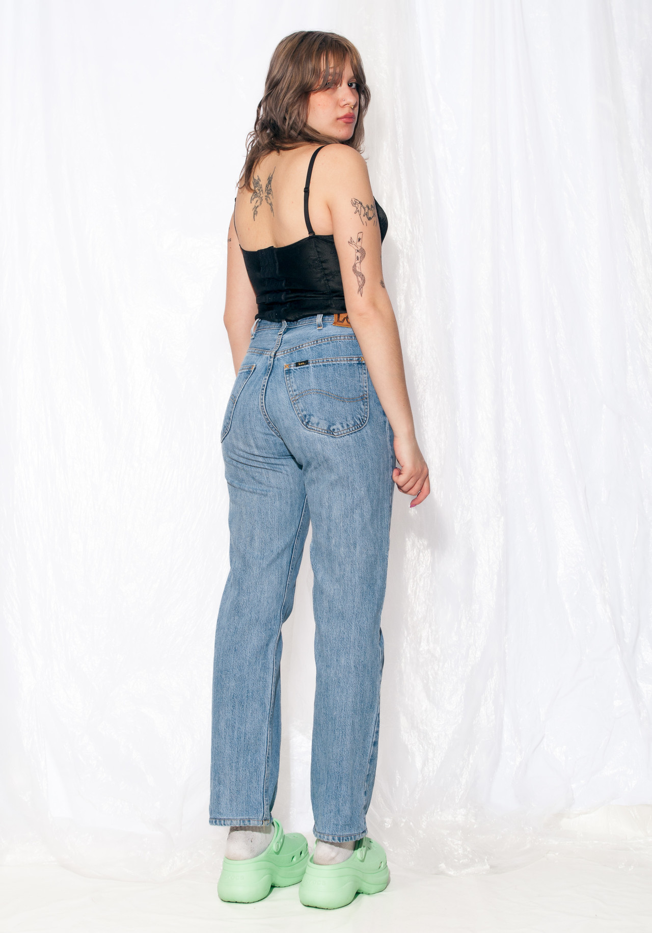 Medium Vintage High Waisted Lee Mom Jeans 28 80s Light Wash Grunge Tapered  Leg Denim -  Canada