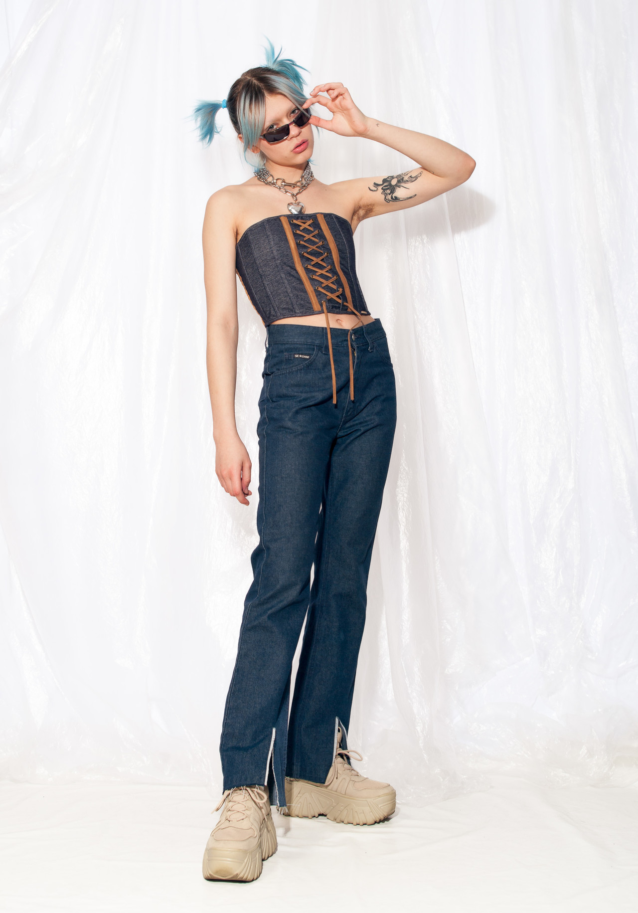 Vintage Jeans 90s Reworked Slit Daisy Patch Denim Pants – Pop Sick Vintage