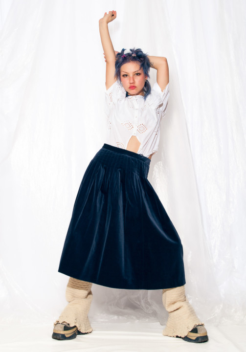 Black maxi skirt 80s hot sale