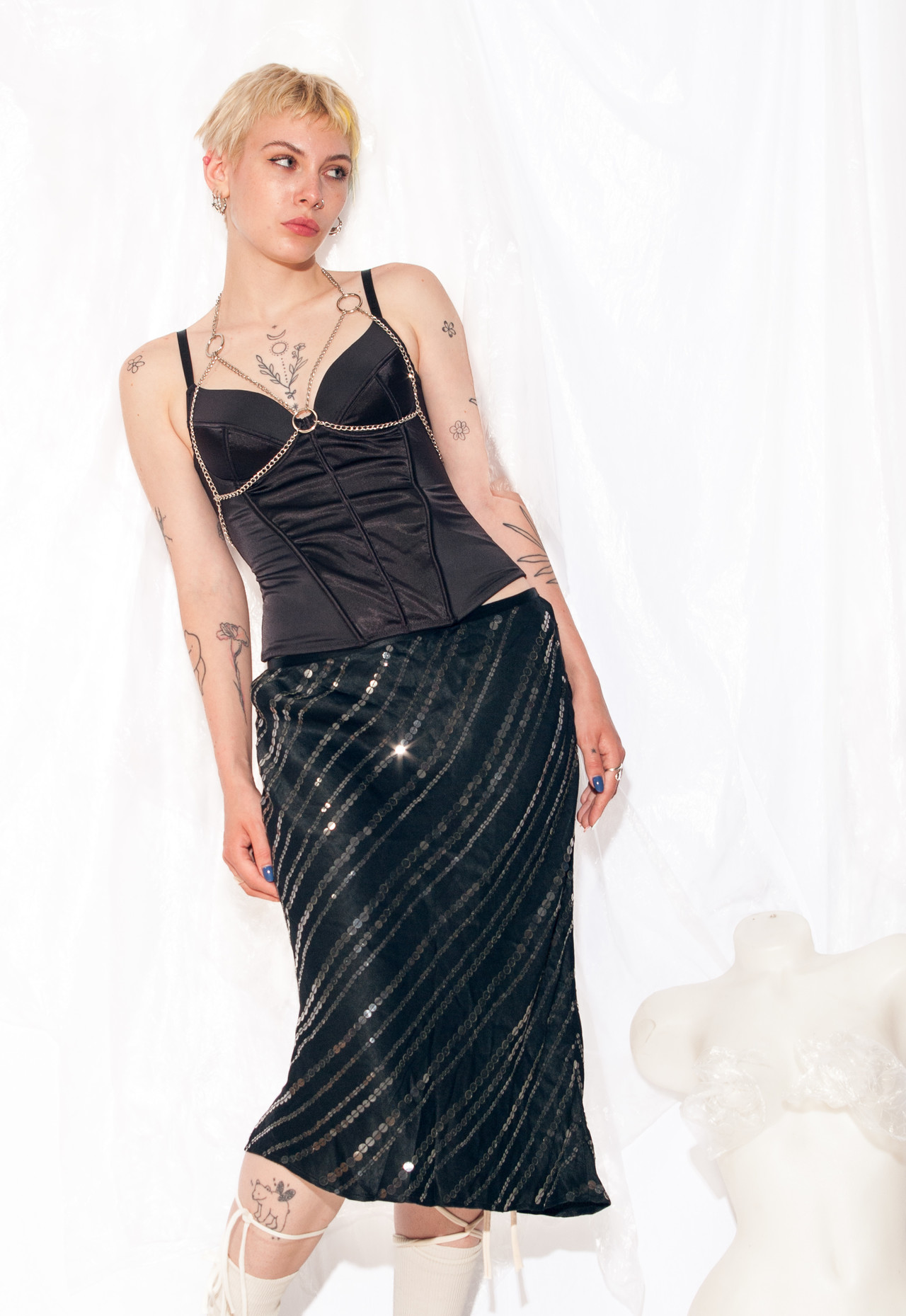 French connection sequin midi skirt discount