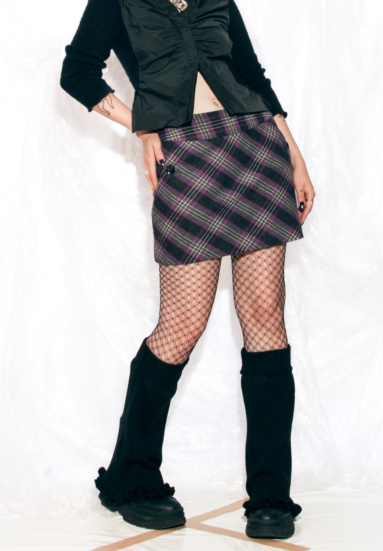 Vintage Y2K Mini Skirt in Purple Plaid Wool Pop Sick Vintage