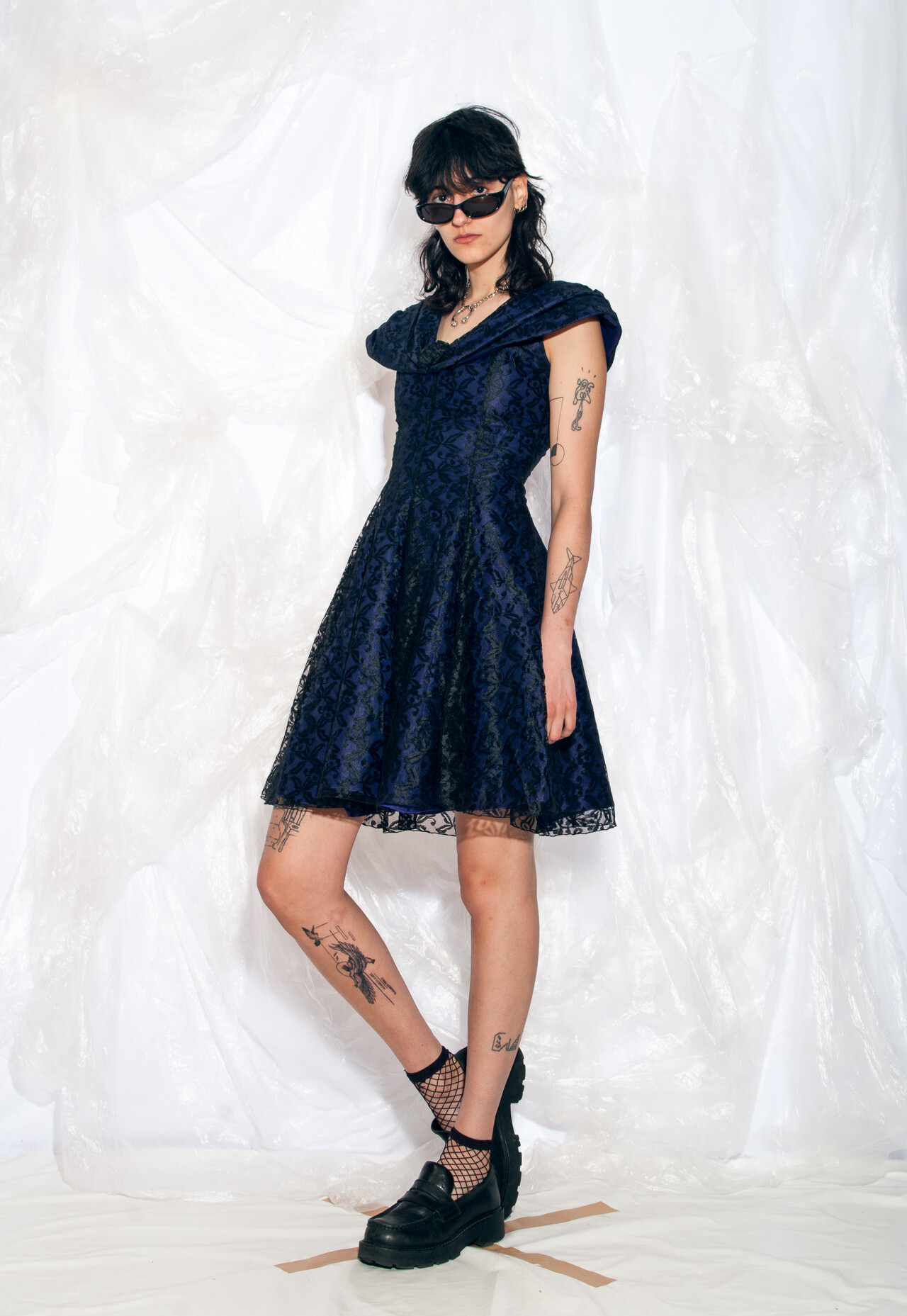 Vintage 80s Prom Dress in Purple and Black Lace Pop Sick Vintage