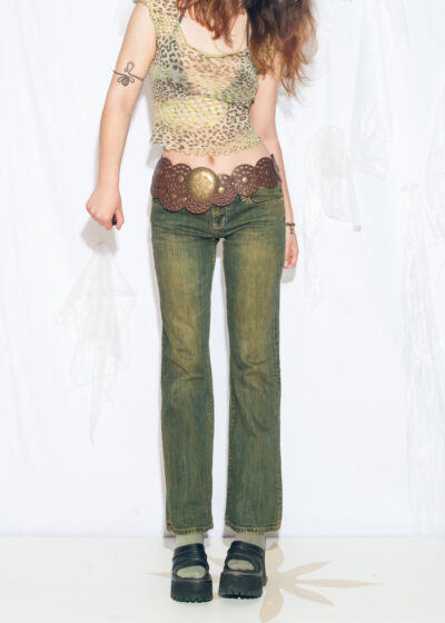 Vintage Y2K American Eagle Bootcut Jeans in Mud Wah Green