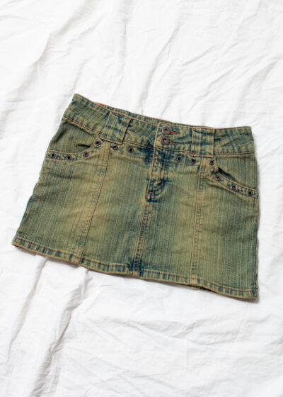 Reworked Vintage Y2K Denim Micro Skirt in Green Blue