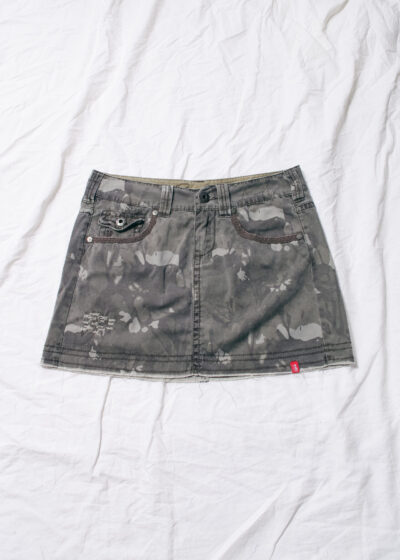 Vintage Y2K Camo Mini Skirt in Grey Brown