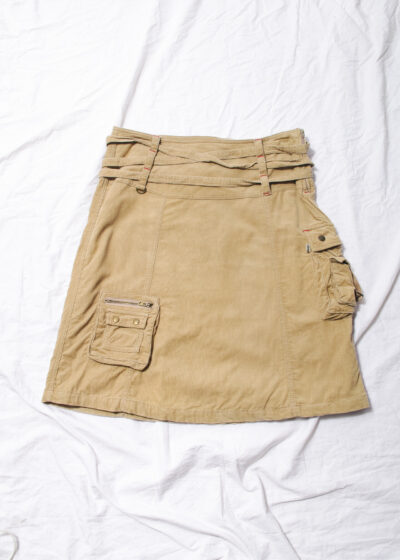 Vintage Y2K Beige Cargo Midi Skirt