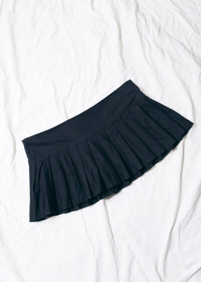 Vintage Y2K Pleated Micro Skirt in Black Cotton