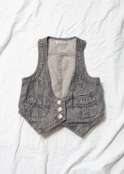 Vintage Y2K Denim Vest in Grey