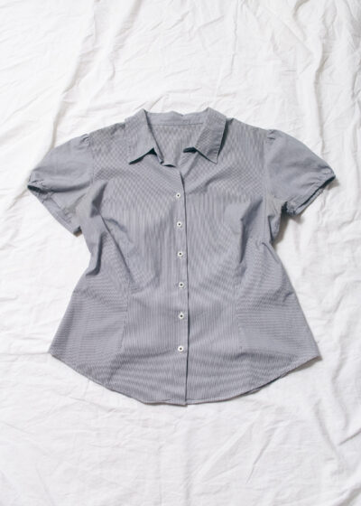 Vintage Y2K Slim Fit Blouse in White and Black Striped