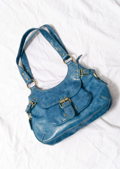 Vintage Y2K Pilot Faux Leather Bag in Blue