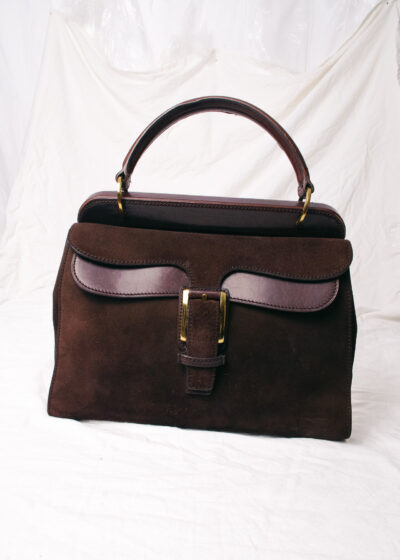 Vintage Y2K Gucci Suede Leather Satchel Bag in Brown