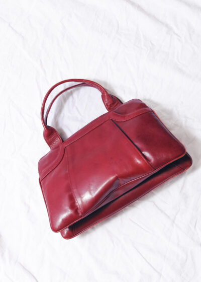 Vintage 60s Real Leather Bag in Maroon