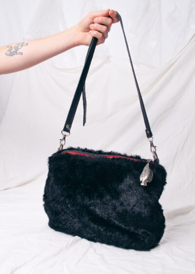 Vintage 90s Faux Fur Monster Bag in Black