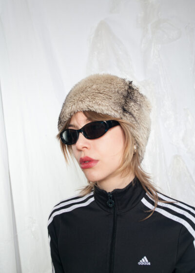 Vintage Y2K Faux Fur Hat in Beige